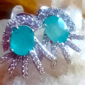 8x6 mm natural beautiful grandidierite 925 silver sterling earrings