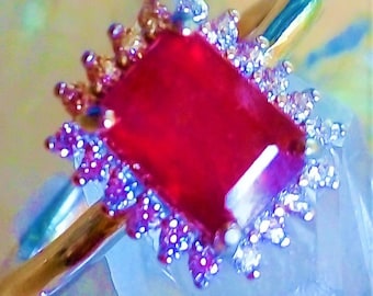 natural ruby 925 silver sterling ring size 5 3/4