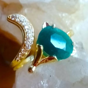 11x7 mm!! natural grandidierite 925 silver sterling golden plate free size ring size 6 1/2