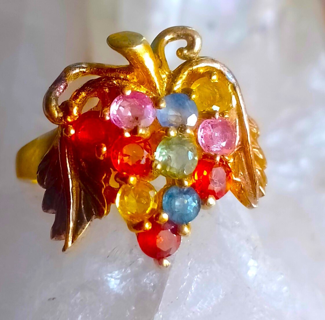Nice Bunch of Grapes With Natural Multicolor Sapphire 925 Silver ...