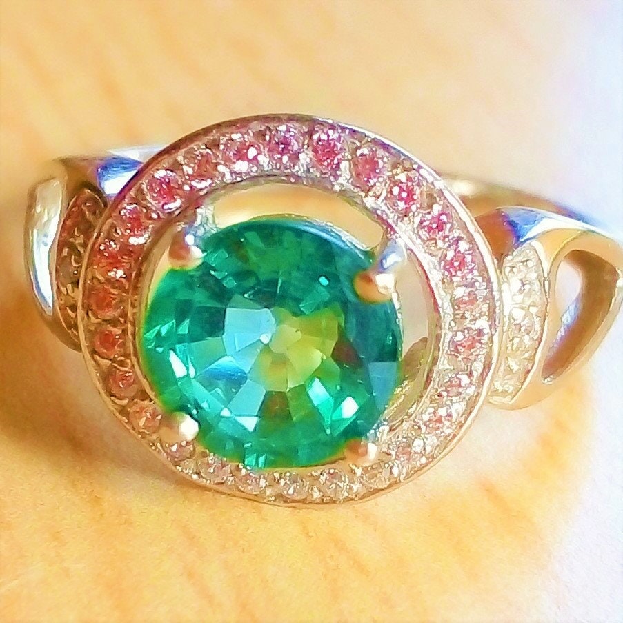 Natural green topaz 925 silver sterling ring Etsy