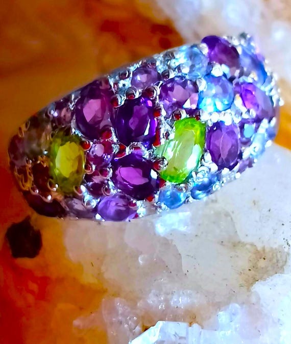 Natural Peridot,tanzanite,amethyst,sapphire 925 Silver Sterling