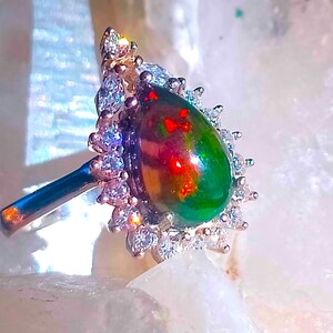 12x9 mm!! natural black opal 925 silver sterling ring size 7
