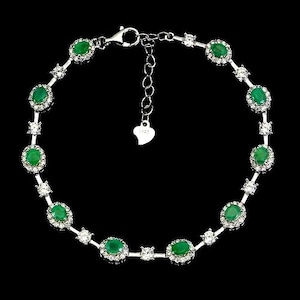 natuurlijke onverwarmde smaragd 925-zilveren sterlingarmband