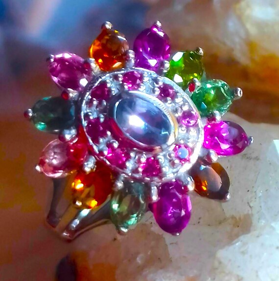 天然マルチカラートルマリン、タンザナイト、ロードライトガーネット