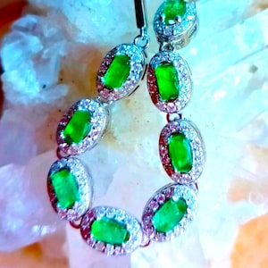 natural tsavorite garnet 925 silver sterling 20 cm. long bracelet