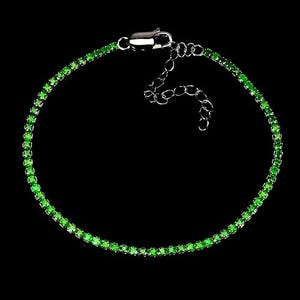 natural tsavorite garnet diamond cut 925 silver sterling 21 cm. long bracelet
