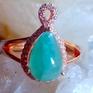 11x9 mm.natural grandidierite 925 silver sterling rose golden plate ring size 7 1/4