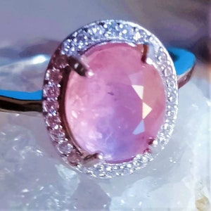 10x8 mm natural pink sapphire 925 silver sterling ring size 9
