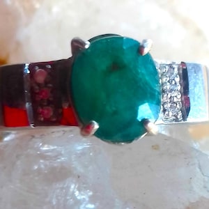 8x6 mm natural grandidierite 925 silver sterling ring size 10
