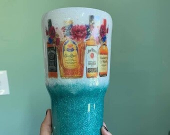 Alcohol Tumbler, Bourbon Tumbler, Funny Gift, Christmas Gift, Glitter Drinkware, Adult Gift