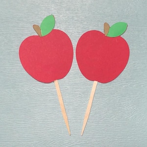 Apple Cupcake Toppers, Party Decor, Cake Topper, Cake Decorations
