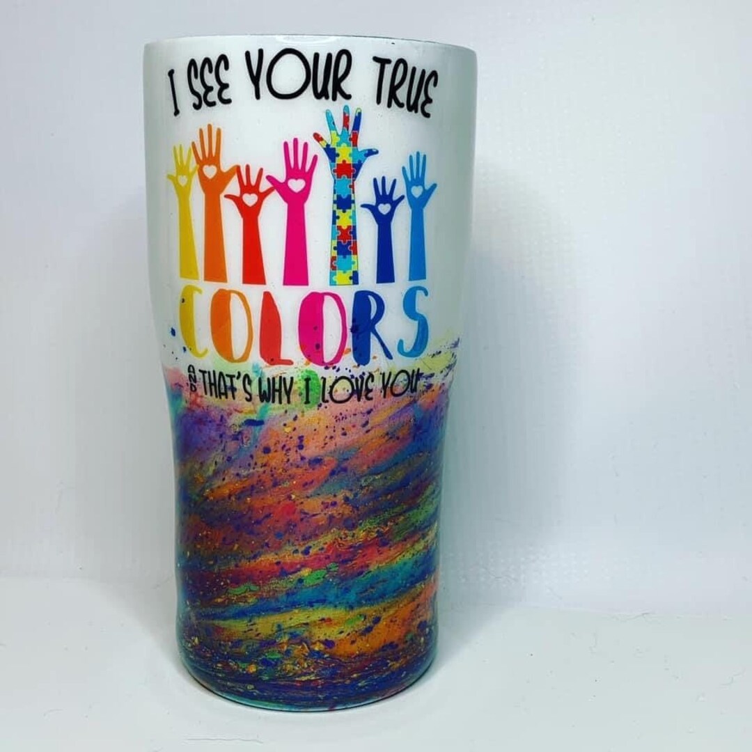Rainbow Tumbler Rainbow Puzzle Tumbler Autism Colorful Etsy