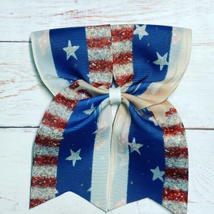 Glitter Bow, Patriotic Bows, Hair Bow, American Flag Bow, Holiday Bow, Hair Accessories