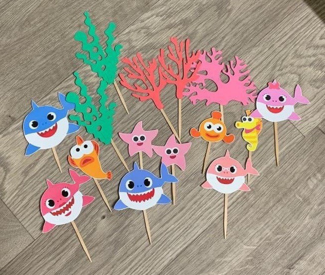 Shark Cake Toppers, Baby Animal, Birthday Party Decor, Sea Life Cake