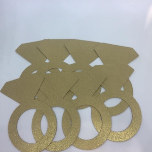 Wedding Wine Tags, Diamond Ring Tags, Glitter Wine Charms, Ring Charms, Wine Glass Tags, Metallic Gold Wine Tags, Reception Decor