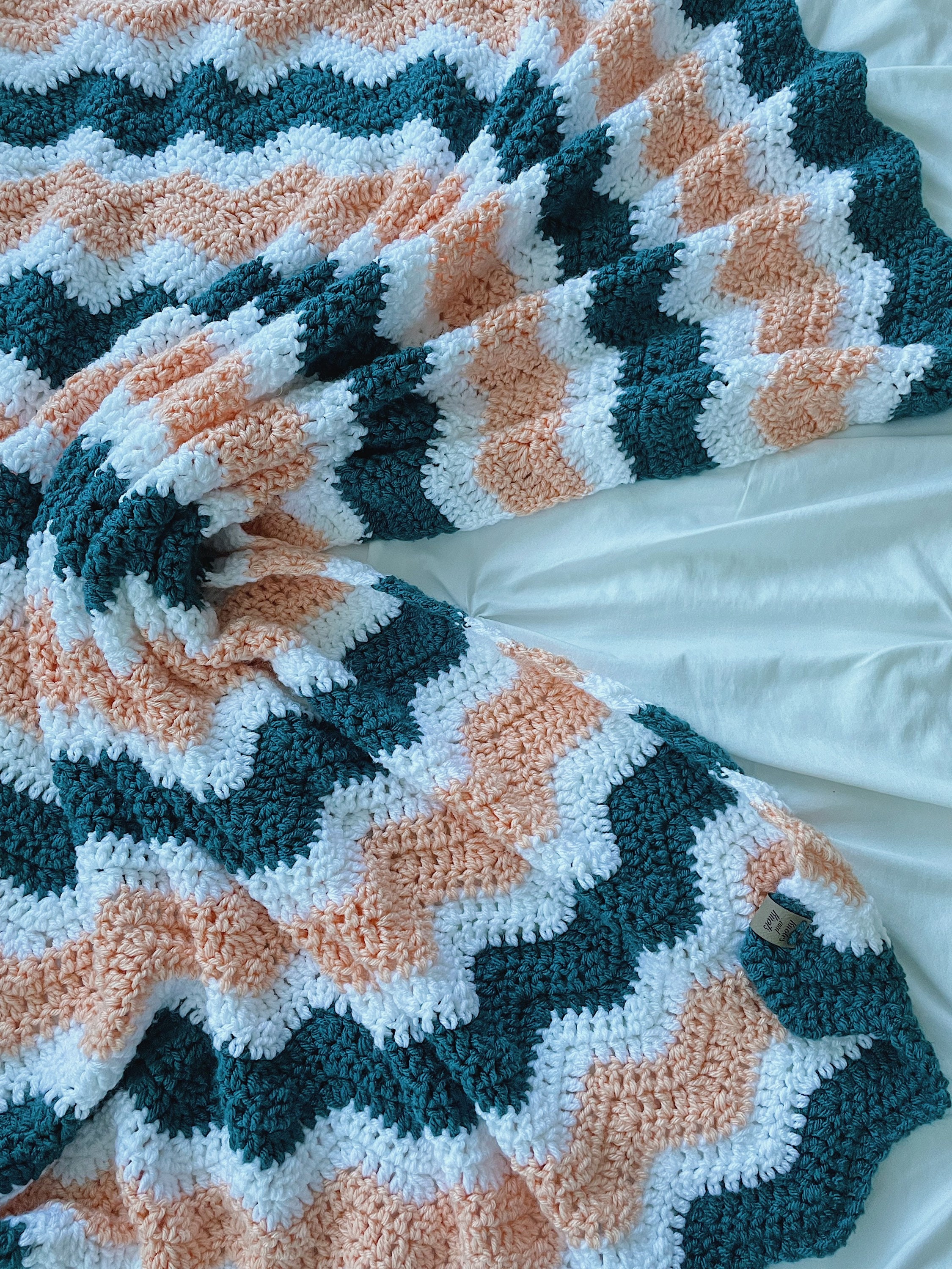 Afghans baby shower gift Teal and navy blue crochet baby blanket