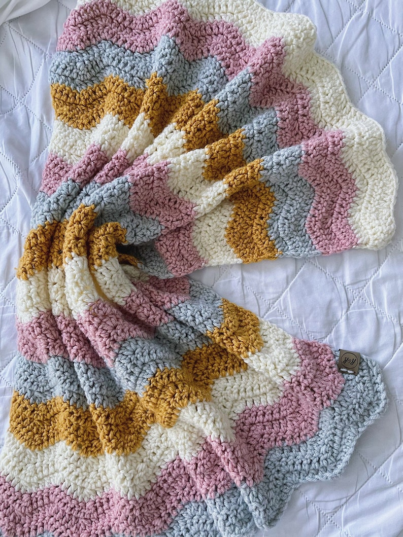 Crochet Baby Blanket Rose Pink and Gold Crochet Baby Etsy