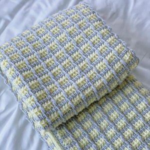 Crochet baby blanket Tunisian crochet baby blanket yellow baby blanket Yellow and gray baby blanket yellow blanket tunisian blocks image 5