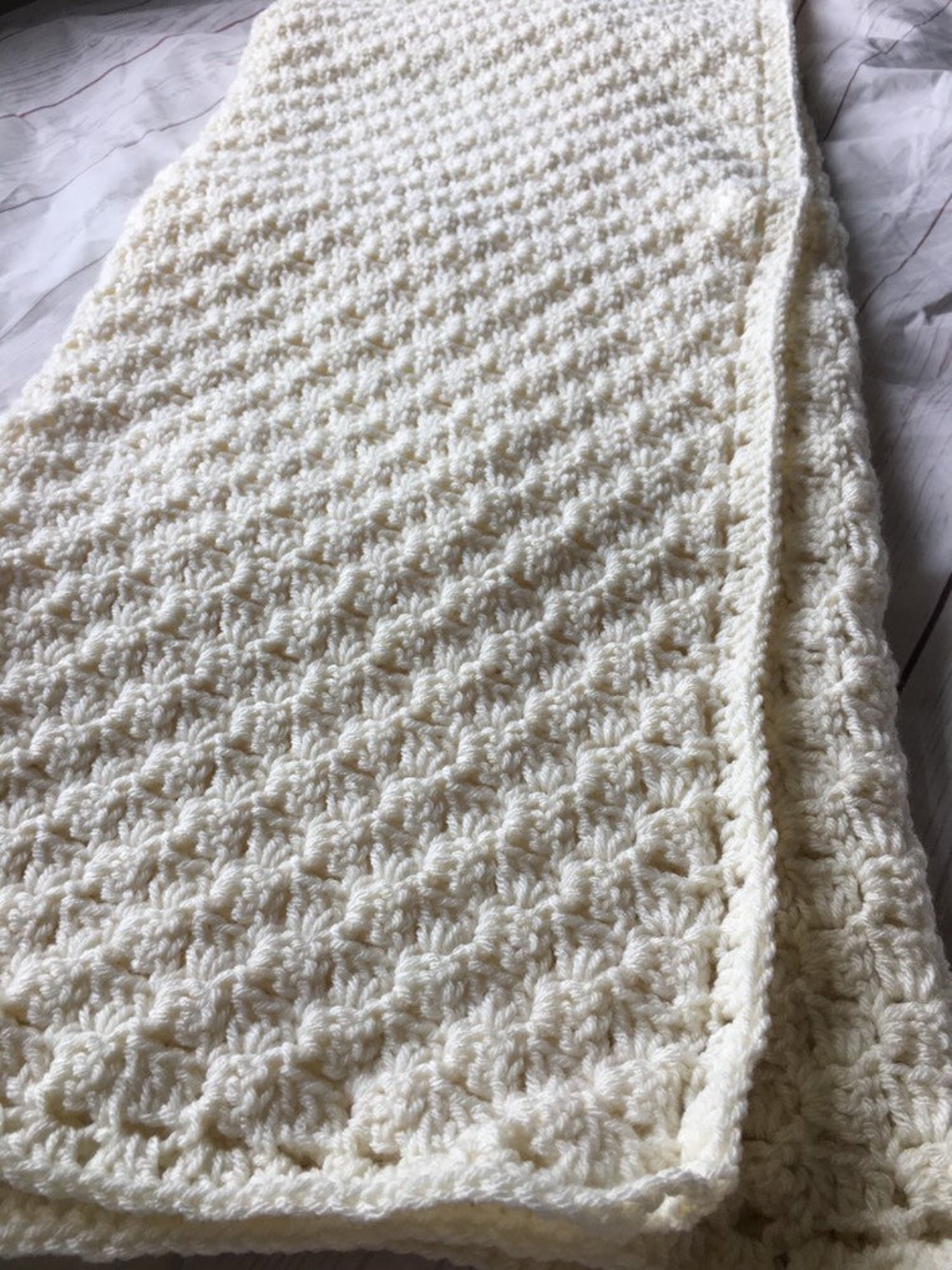 Crochet Baby Blanket Ivory Crocheted Blanket Ivory Baby Etsy