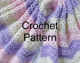 Pink, Purple and Ivory Crochet Ripple baby blanket PATTERN - ripple crochet pattern blanket - baby blanket crochet - baby crochet blanket