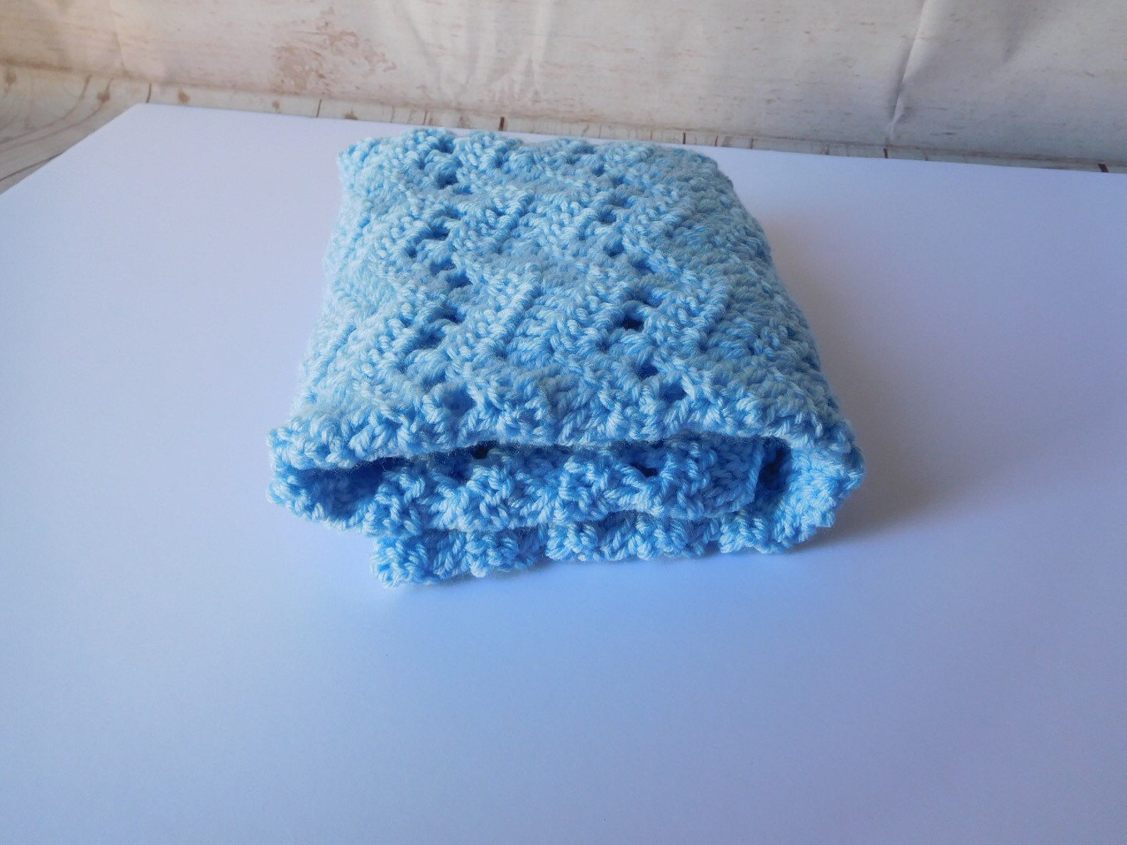 Crochet Baby Blanket Blue Baby Blanket Baby Blue Afghan Baby Boy