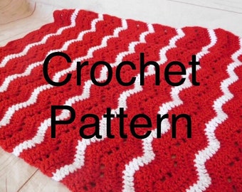 Red and white crochet baby blanket PATTERN - lacy ripple crochet pattern blanket - baby blanket crochet - baby crochet blanket