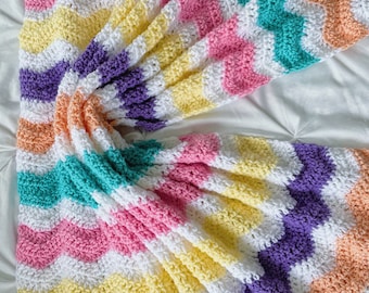 crochet baby blanket - colorful Crochet baby blanket in,  baby blanket, crochet baby blanket, ripple blanket