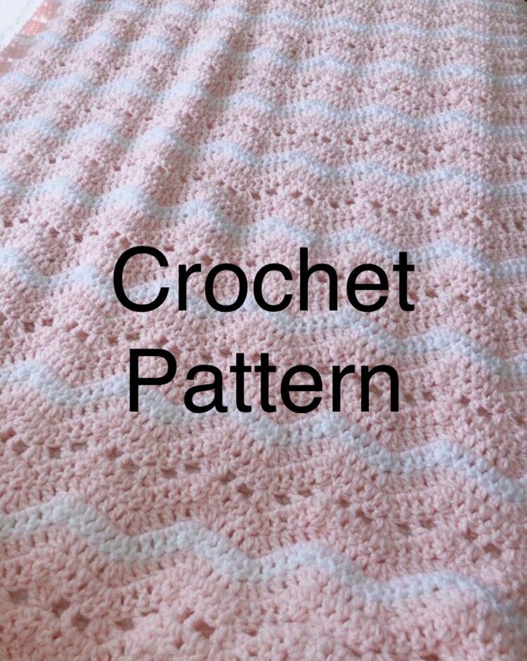 Soft Pink and White Crochet Baby Blanket PATTERN Lacy Ripple Crochet