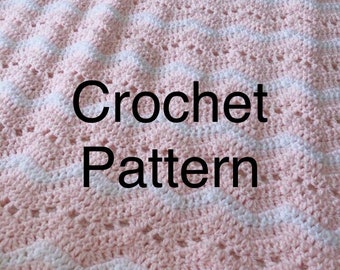 Soft pink and white crochet baby blanket PATTERN - lacy ripple crochet pattern blanket - baby blanket crochet - baby crochet blanket