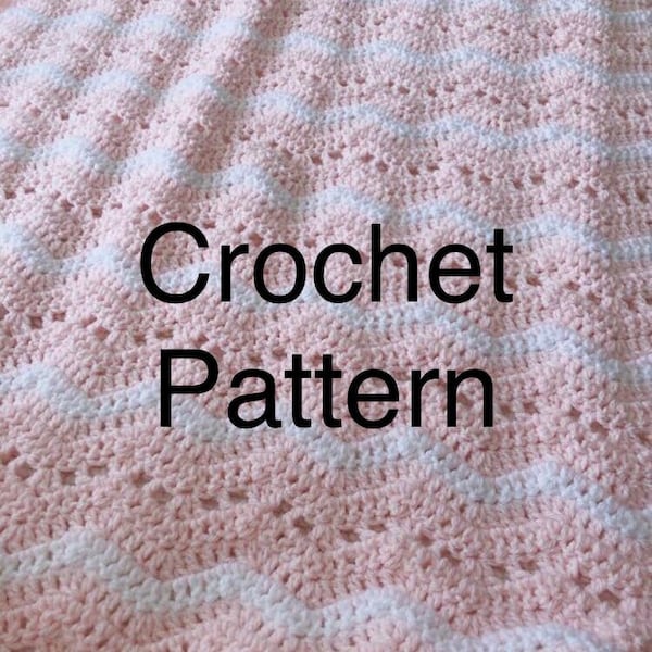 Soft pink and white crochet baby blanket PATTERN - lacy ripple crochet pattern blanket - baby blanket crochet - baby crochet blanket