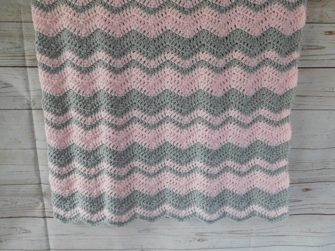 Crochet Baby Blanket Pink and Gray Crochet Baby Blanket Etsy