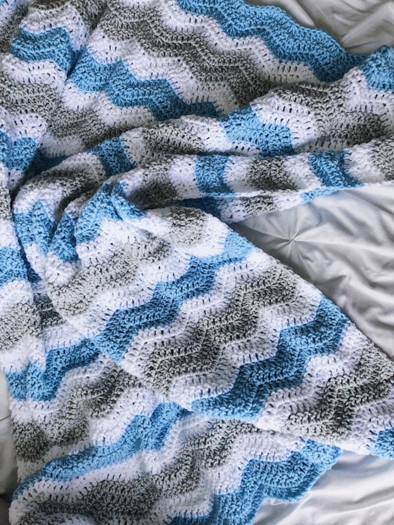 Twins Crochet Baby Blankets Pink/blue Gray and White Ripple Etsy