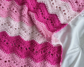 Crochet Baby Blanket: Pink Afghan, Nursery Decor