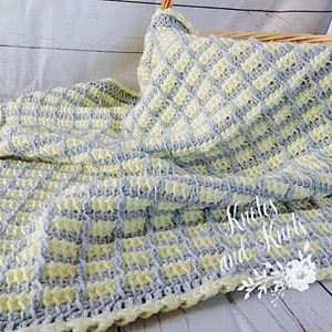 Crochet baby blanket Tunisian crochet baby blanket yellow baby blanket Yellow and gray baby blanket yellow blanket tunisian blocks image 2