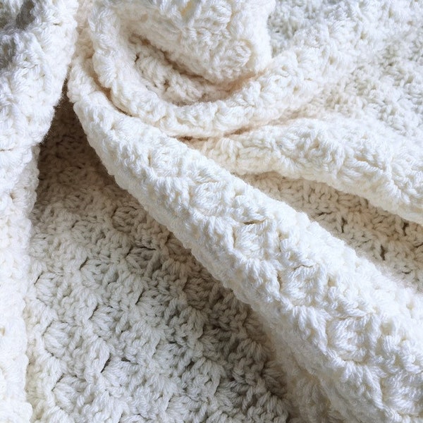 Crochet baby blanket - ivory crocheted blanket -  ivory baby afghan - nursery decor - corner to corner blanket - home decor