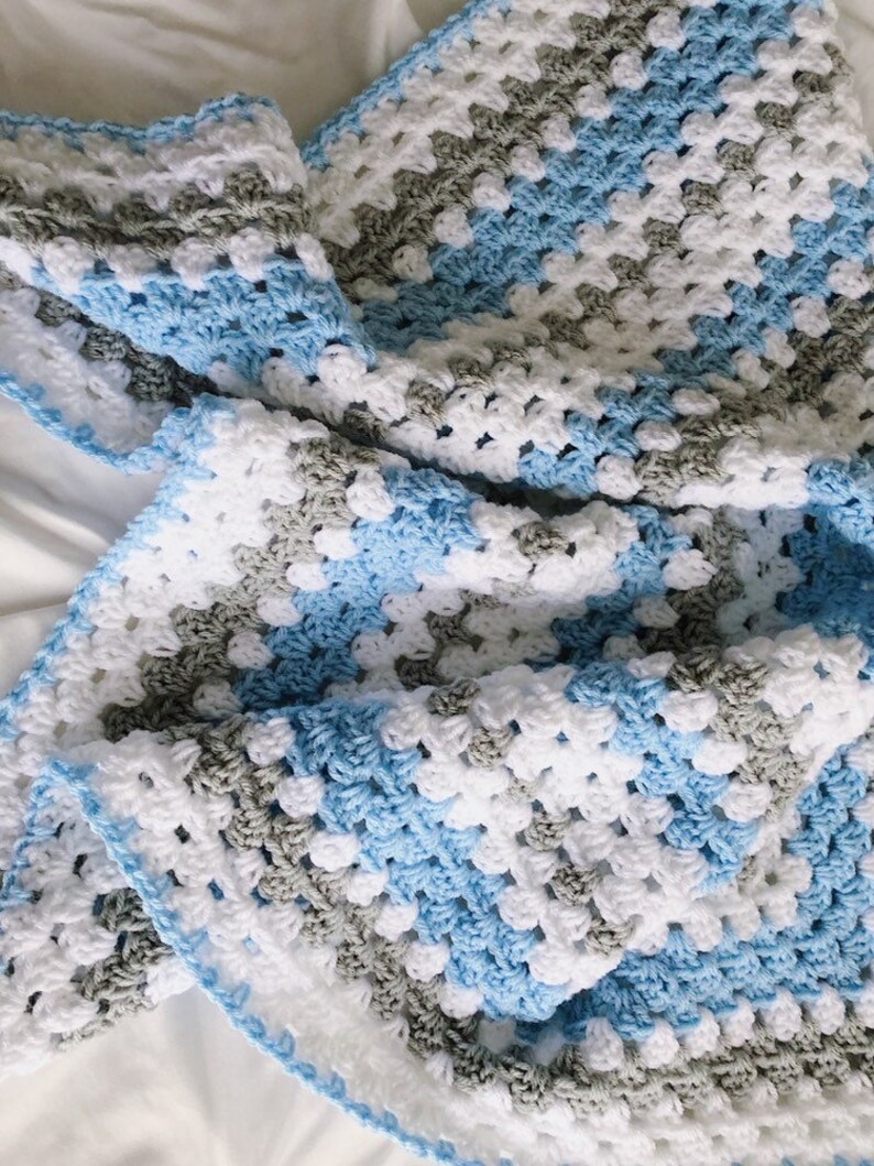 Twins Crochet Baby Blankets Pink/blue Gray and White Granny Etsy