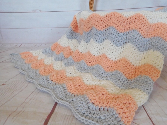 Crochet Baby Blanket Peach Blanket Peach Baby Blanket Ripple Blanket Baby Afghan Baby Shower Gift Peach Nursery Etsy Canada