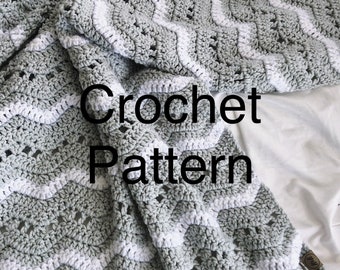 Gray and white crochet baby blanket PATTERN - lacy ripple crochet pattern blanket - baby blanket crochet - baby crochet blanket
