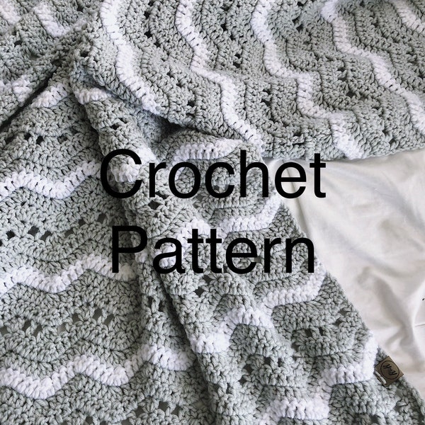 Gray and white crochet baby blanket PATTERN - lacy ripple crochet pattern blanket - baby blanket crochet - baby crochet blanket