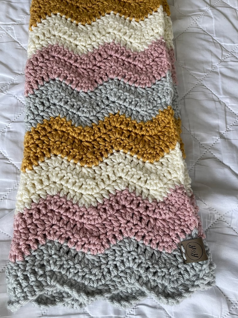 Crochet Baby Blanket Rose Pink and Gold Crochet Baby Etsy