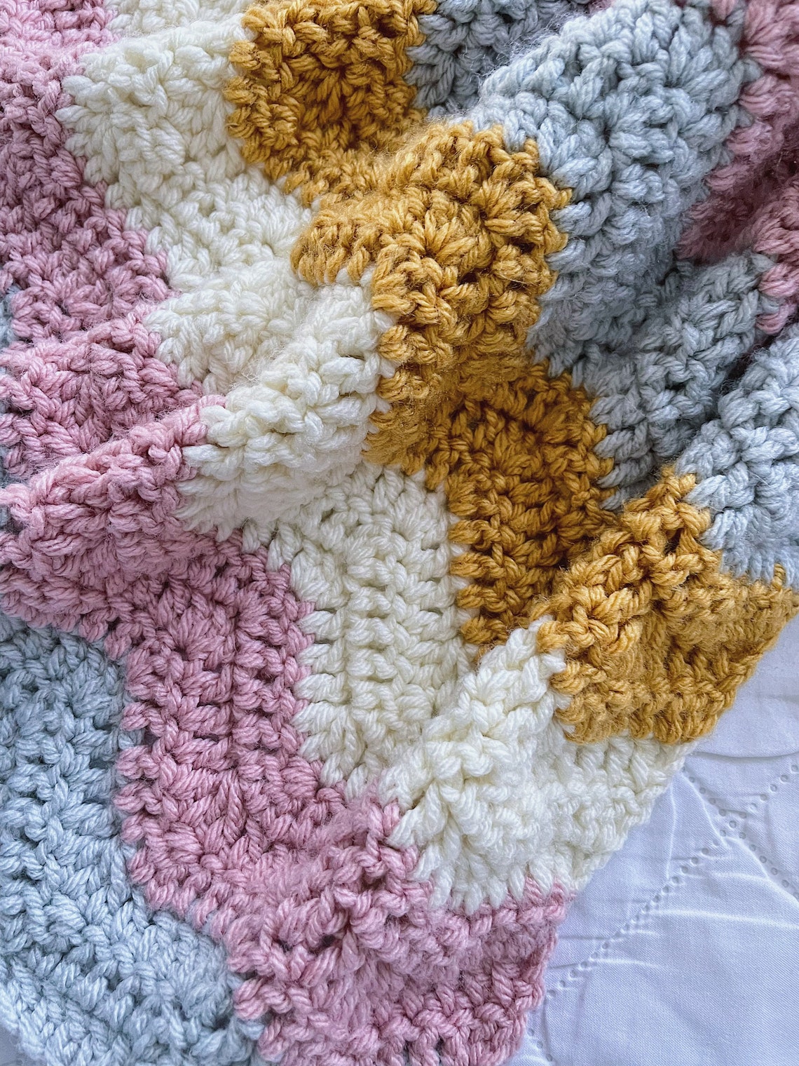 Crochet Baby Blanket Rose Pink and Gold Crochet Baby Etsy