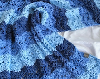 Crochet baby blanket - baby blanket Crochet  -  blue baby blanket - blue crochet blanket - knit baby afghan - nursery decor - baby boy