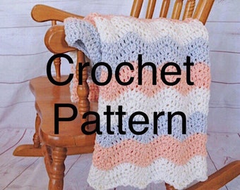 Crochet Ripple baby blanket PATTERN - ripple crochet pattern blanket - baby blanket crochet - baby crochet blanket