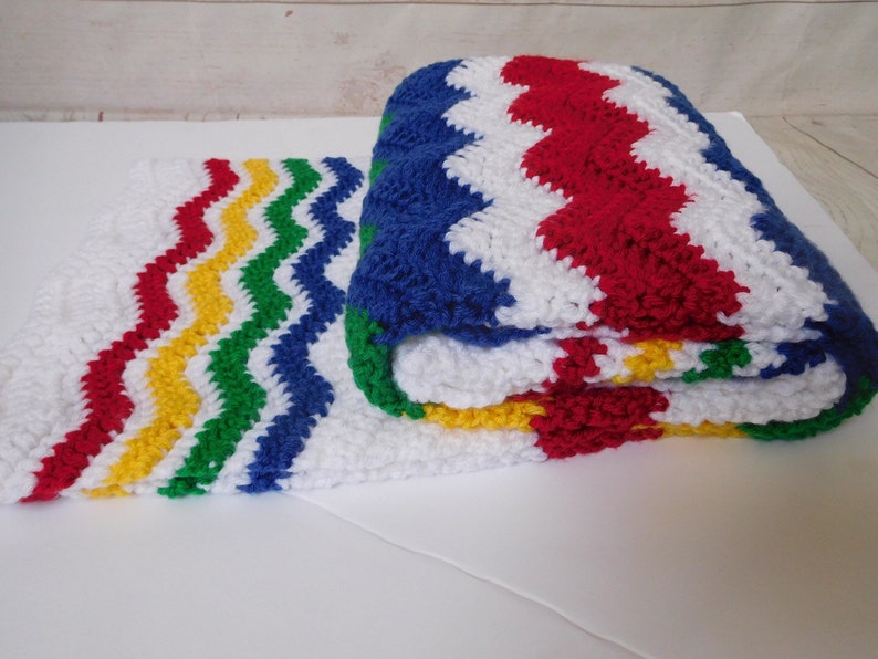 Crochet Baby Blanket Primary Colors Baby Blanket Gender Etsy