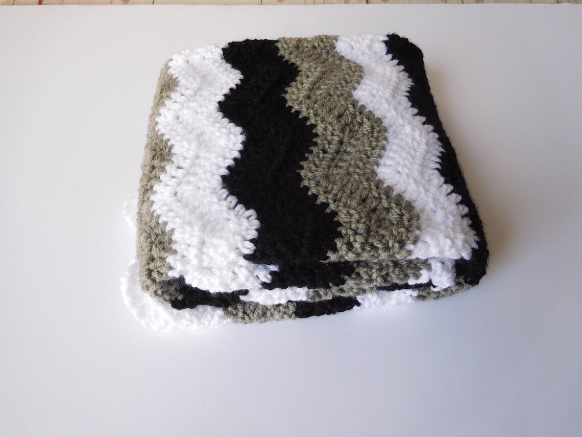 Crochet Baby Blanket Baby Boy Blanket Black Grey and Etsy