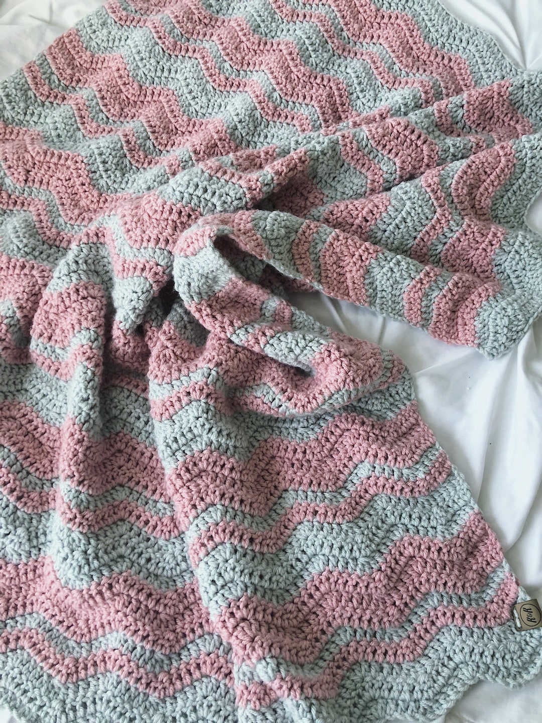 Crochet Baby Blanket Gray and Rose Pink Crochet Baby Blanket, Baby