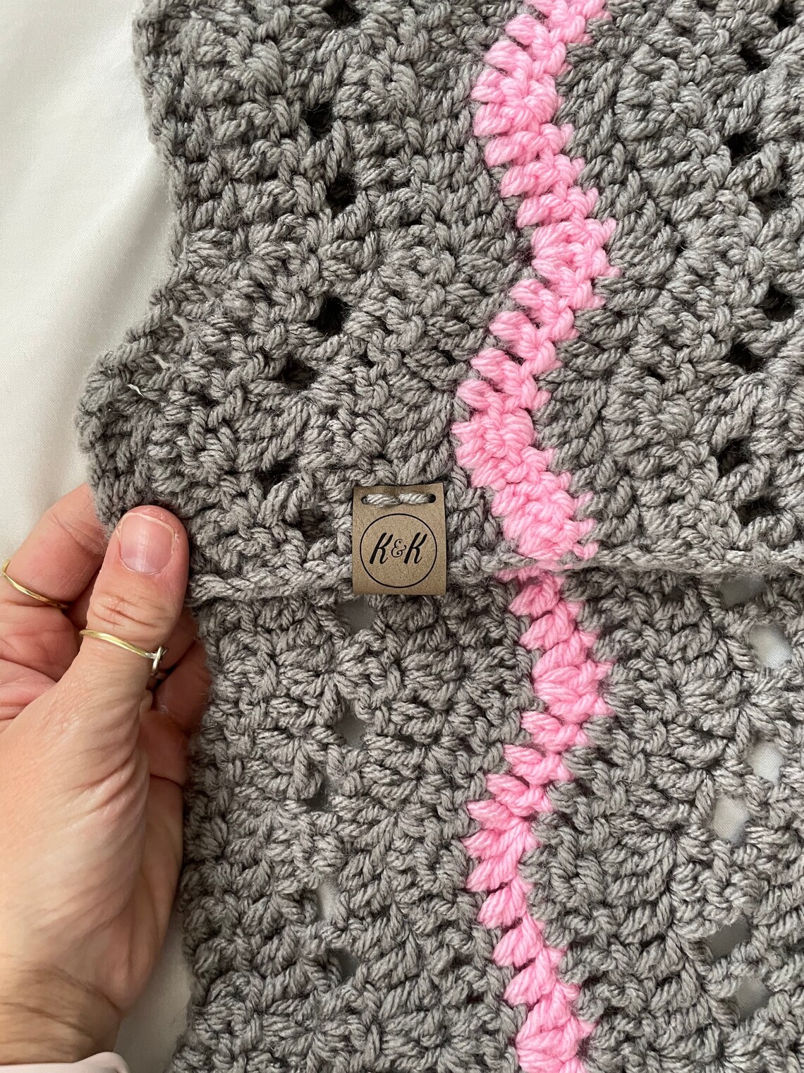 Crochet Baby Blanket Pink and Grey Crochet Baby Blanket Etsy