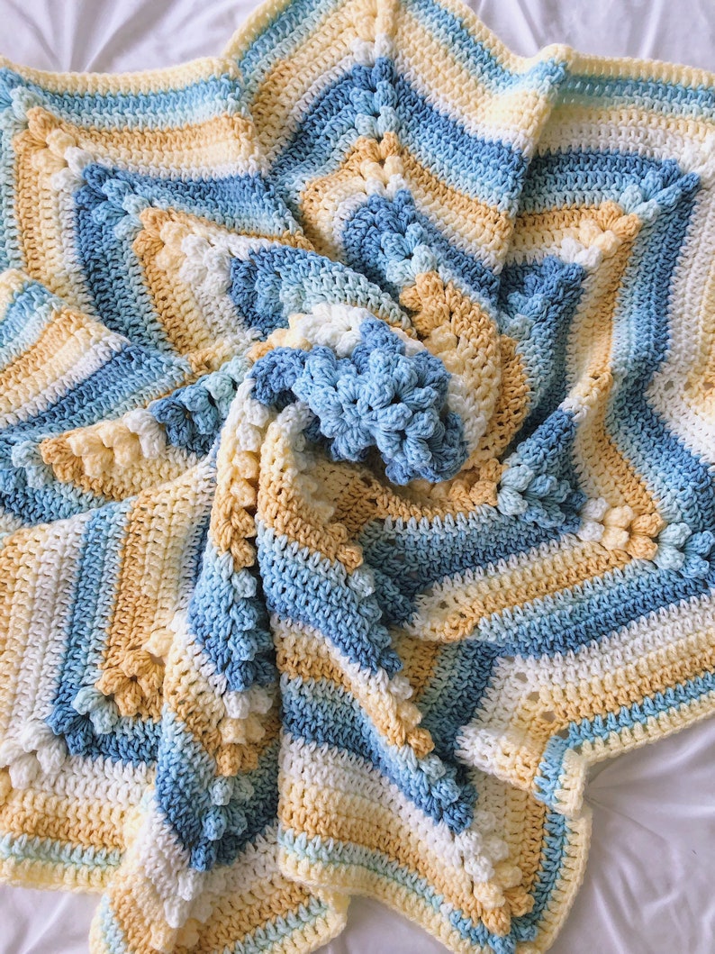 Crochet Baby Blanket Crochet Star Blanket Blue and Yellow - Etsy Canada