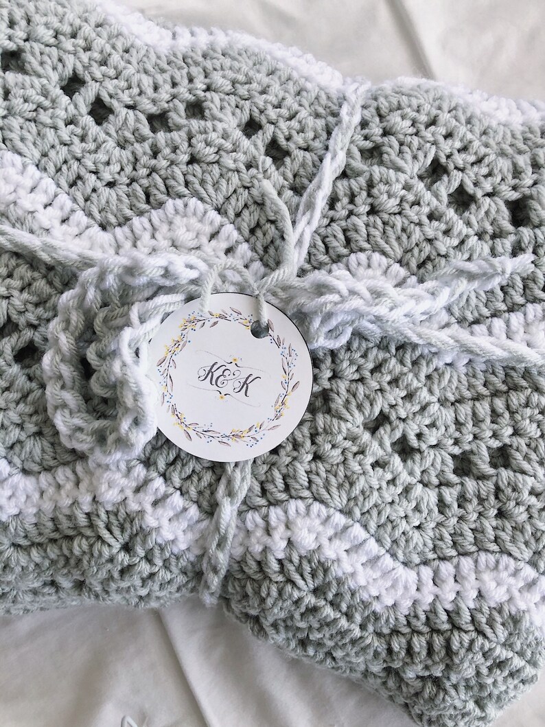 Crochet Baby Blanket Gray and White Baby Blanket Baby Etsy